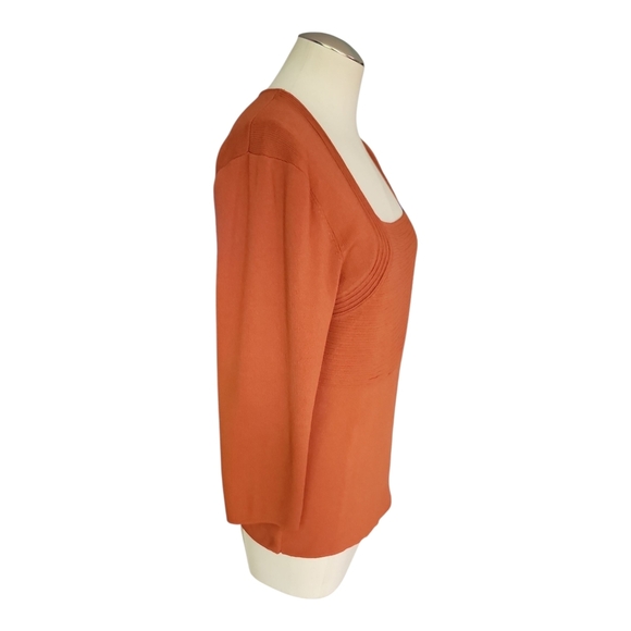 Cable & Gauge Women’s Sweater Top XL Rust Orange Square Neck Viscose - Picture 2 of 5